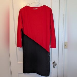 Caron red and black 1980s dress